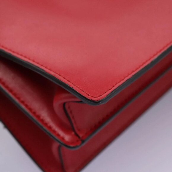 FENDI Mini Canai Chain Shoulder Bag Leather Red Auth bs22672V - Picture 5 of 16